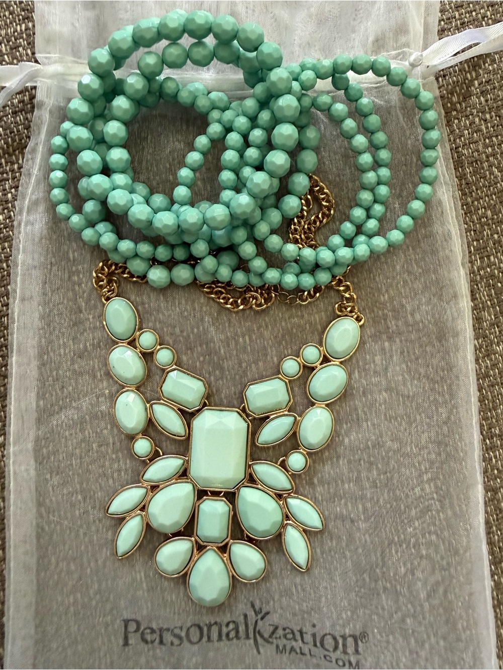 Turquoise necklace with matching bracelets